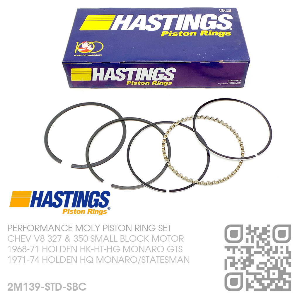 .030" Hastings MOLY Piston Rings Set Chevy SBC 327 350 5.7 383 5/64 5/64 3/16