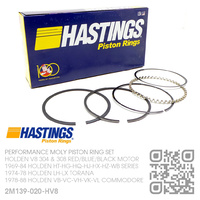 HASTINGS +0.020" OVERSIZE PERFORMANCE MOLY PISTON RING SET [HOLDEN V8 304 & 308 RED/BLUE/BLACK MOTOR]