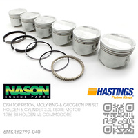 NASON RB30+0.040" DISH TOP PISTONS & HASTINGS MOLY RINGS [HOLDEN 6-CYL RB30E 3.0L MOTOR]