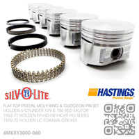 SILVOLITE 186+0.060" FLAT TOP PISTONS & HASTING MOLY RINGS [HOLDEN 6-CYL 186 RED MOTOR]