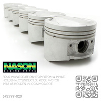 NASON RB30+0.020" DISH TOP PISTONS & GUDGEON PINS [HOLDEN 6-CYL RB30E 3.0L MOTOR]