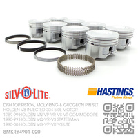 SILVOLITE 304+0.020" DISH TOP PISTONS & HASTING MOLY RINGS [HOLDEN V8 304 INJECTED 5.0L MOTOR]