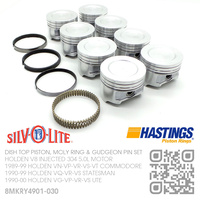 SILVOLITE 304+0.030" DISH TOP PISTONS & HASTING MOLY RINGS [HOLDEN V8 304 INJECTED 5.0L MOTOR]