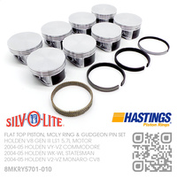 SILVOLITE LS1+0.010" FLAT TOP PISTONS & HASTINGS MOLY RINGS [HOLDEN V8 GEN III LS1 5.7L MOTOR]