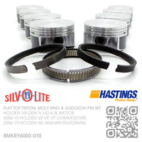 SILVOLITE LS2+0.010" FLAT TOP PISTONS & HASTINGS MOLY RINGS [HOLDEN V8 GEN IV LS2 6.0L MOTOR]