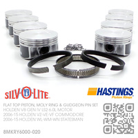 SILVOLITE LS2+0.020" FLAT TOP PISTONS & HASTINGS MOLY RINGS [HOLDEN V8 GEN IV LS2 6.0L MOTOR]