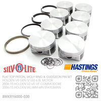 SILVOLITE LS2+0.030" FLAT TOP PISTONS & HASTINGS MOLY RINGS [HOLDEN V8 GEN IV LS2 6.0L MOTOR]