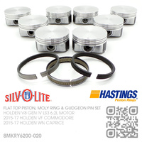 SILVOLITE LS3+0.020" FLAT TOP PISTONS & HASTINGS MOLY RINGS [HOLDEN V8 GEN IV LS3 6.2L MOTOR]