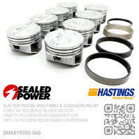 SEALED POWER 350+0.060" FLAT TOP PISTONS & HASTING MOLY RINGS [CHEV V8 350 SMALL BLOCK MOTOR]