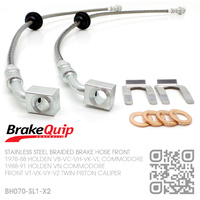 BRAKEQUIP BRAIDED STAINLESS STEEL HYDRAULIC BRAKE HOSE FRONT KIT [VB-VN][VT-VZ CALIPERS]