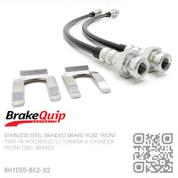 BRAKEQUIP BRAIDED STAINLESS STEEL HYDRAULIC BRAKE HOSE FRONT KIT [LC-LJ TORANA][DISC]