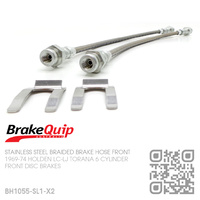 BRAKEQUIP BRAIDED STAINLESS STEEL HYDRAULIC BRAKE HOSE FRONT KIT [LC-LJ TORANA][DISC]