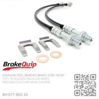 BRAKEQUIP BRAIDED STAINLESS STEEL HYDRAULIC BRAKE HOSE FRONT KIT [HQ-HX][IRON CALIPER]
