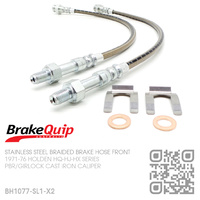 BRAKEQUIP BRAIDED STAINLESS STEEL HYDRAULIC BRAKE HOSE FRONT KIT [HQ-HX][IRON CALIPER]