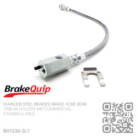 BRAKEQUIP BRAIDED STAINLESS STEEL HYDRAULIC BRAKE HOSE REAR [WB COMMERCIAL][CHASSIS to AXLE]
