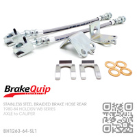 BRAKEQUIP BRAIDED STAINLESS STEEL HYDRAULIC BRAKE HOSE REAR DISC KIT [WB PASSENGER][REAR AXLE to CALIPER][w/ BRACKETS]