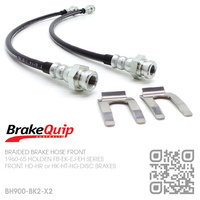 BRAKEQUIP BRAIDED STAINLESS STEEL HYDRAULIC BRAKE HOSE FRONT KIT [FB-EH][HD-HG CALIPERS]