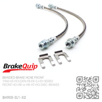 BRAKEQUIP BRAIDED STAINLESS STEEL HYDRAULIC BRAKE HOSE FRONT KIT [FB-EH][HD-HG CALIPERS]