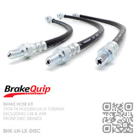 BRAKEQUIP RUBBER HYDRAULIC BRAKE HOSE KIT [LH-LX TORANA][DISC]