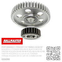 ROLLMASTER PERFORMANCE STRAIGHT CUT STEEL TIMING GEAR SET [HOLDEN 6-CYL RED/BLUE/BLACK MOTOR]