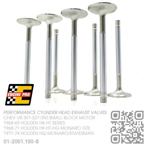 ENGINE PRO PERFORMANCE CYLINDER HEAD EXHAUST VALVE SET [CHEV V8 307-327-350 SMALL BLOCK MOTOR]