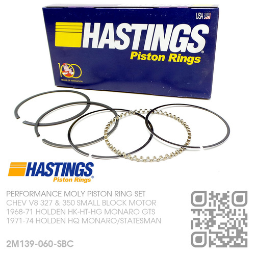 Hastings 2M5017040 8-Cylinder Piston Ring Set