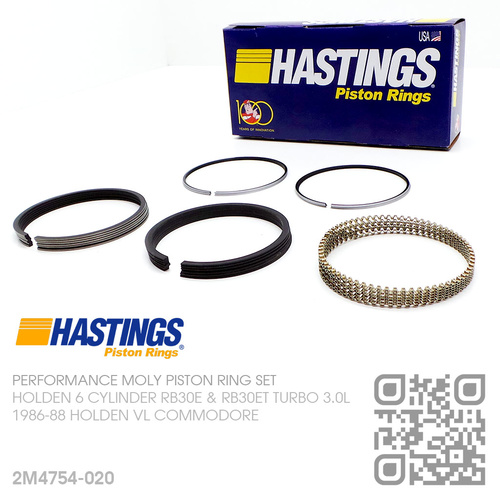HASTINGS RB30+0.020" PERFORMANCE MOLY PISTON RING SET [HOLDEN 6-CYL RB30E & RB30ET TURBO 3.0L MOTOR]