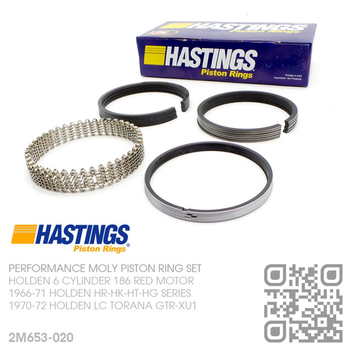 HASTINGS 186+0.020" PERFORMANCE MOLY RING SET [HOLDEN 6-CYL 186 RED MOTOR]
