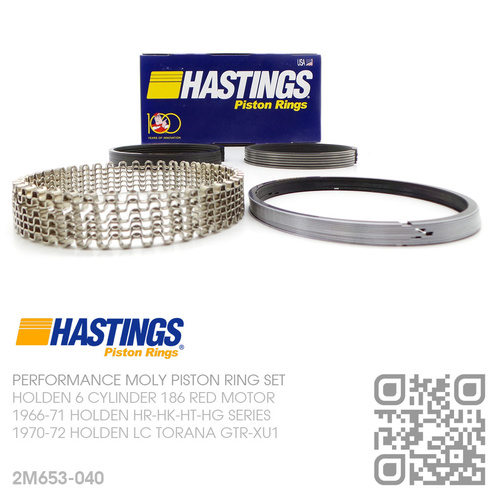 HASTINGS 186+0.040" PERFORMANCE MOLY RING SET [HOLDEN 6-CYL 186 RED MOTOR]