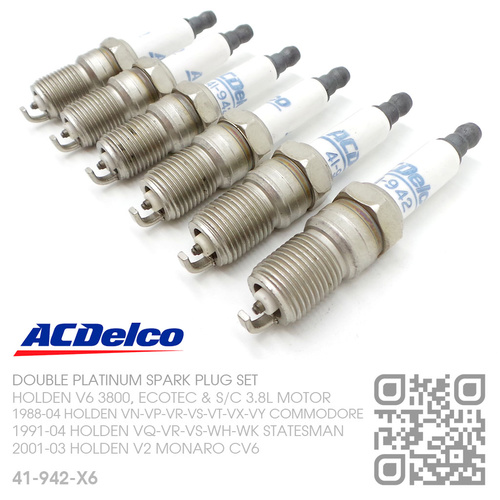 ACDELCO DOUBLE PLATINUM SPARK PLUG SET [HOLDEN V6 3800, ECOTEC & SUPERCHARGED 3.8L MOTOR]