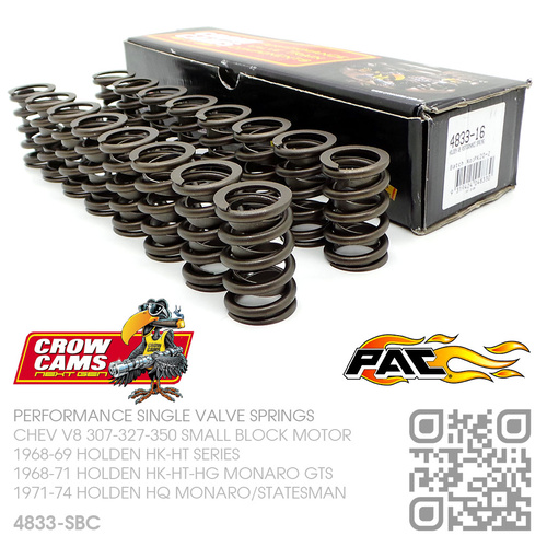 CROW CAMS PERFORMANCE SINGLE VALVE SPRING SET [CHEV V8 307-327-350 SMALL BLOCK MOTOR]