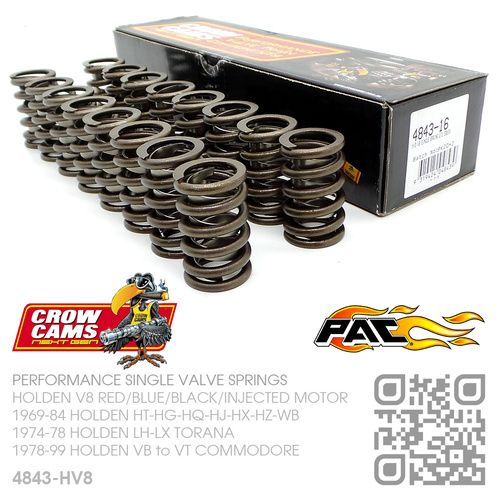 CROW CAMS PERFORMANCE SINGLE VALVE SPRING SET [HOLDEN V8 RED/BLUE/BLACK/INJECTED MOTOR]