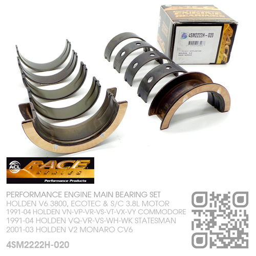 ACL RACE SERIES PERFORMANCE MAIN BEARING SET -0.020" UNDERSIZE [HOLDEN V6 3800, ECOTEC & SUPERCHARGED 3.8L MOTOR]
