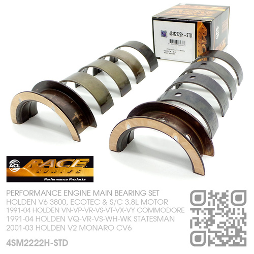 ACL RACE SERIES PERFORMANCE MAIN BEARING SET STANDARD SIZE [HOLDEN V6 3800, ECOTEC & SUPERCHARGED 3.8L MOTOR]