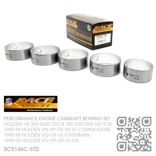 ACL RACE SERIES PERFORMANCE CAMSHAFT BEARING SET STANDARD SIZE [HOLDEN V8 304 INJECTED 5.0L & 355 STROKER 5.7L MOTOR]