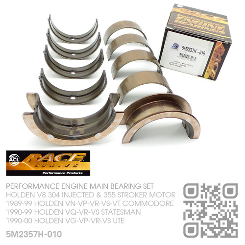 ACL RACE SERIES PERFORMANCE MAIN BEARING SET -0.010" UNDERSIZE [HOLDEN V8 304 INJECTED 5.0L & 355 STROKER 5.7L MOTOR]