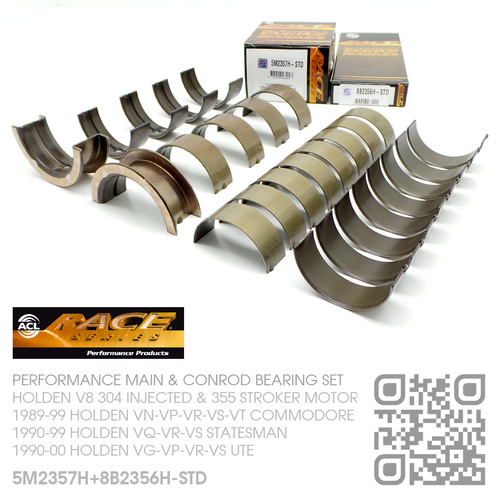 ACL RACE SERIES PERFORMANCE MAIN & CONROD BEARING SET STANDARD SIZE [HOLDEN V8 304 INJECTED 5.0L & 355 STROKER 5.7L MOTOR]