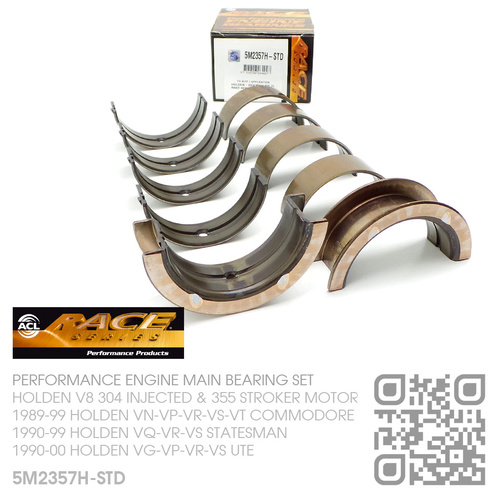 ACL RACE SERIES PERFORMANCE MAIN BEARING SET STANDARD SIZE [HOLDEN V8 304 INJECTED 5.0L & 355 STROKER 5.7L MOTOR]