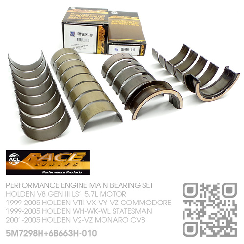 ACL RACE SERIES PERFORMANCE MAIN & CONROD BEARING SET -0.010" UNDERSIZE [HOLDEN V8 GEN III LS1 5.7L MOTOR]