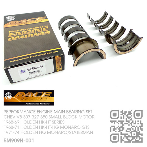 ACL RACE SERIES PERFORMANCE MAIN BEARING SET -0.001" UNDERSIZE [CHEV V8 307-327-350 SMALL BLOCK MOTOR]