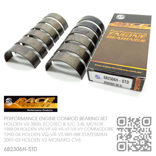 ACL RACE SERIES PERFORMANCE CONROD BEARINGS SET STANDARD SIZE [HOLDEN V6 3800, ECOTEC & SUPERCHARGED 3.8L MOTOR]