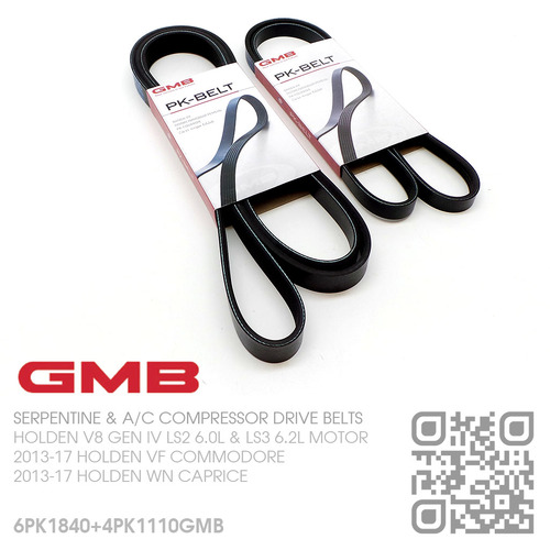 GMB PREMIUM SERPENTINE & A/C DRIVE BELTS [HOLDEN V8 GEN IV LS2 6.0L & LS3 6.2L MOTOR]