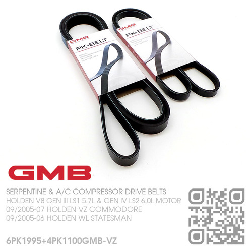 GMB PREMIUM SERPENTINE & A/C DRIVE BELTS [HOLDEN V8 GEN III LS1 5.7L & GEN IV LS2 6.0L MOTOR]