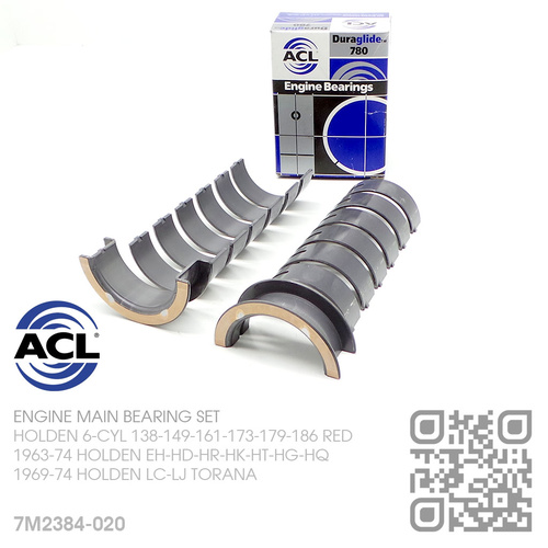 ACL DURAGLIDE MAIN BEARINGS SET -0.020" UNDERSIZE [HOLDEN 6-CYL 138-149-161-173-179-186 RED MOTOR]