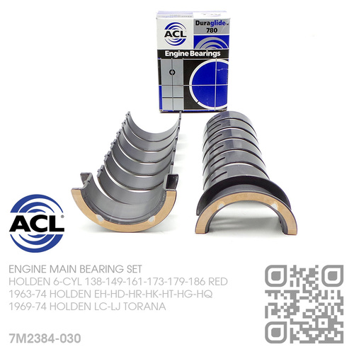 ACL DURAGLIDE MAIN BEARINGS SET -0.030" UNDERSIZE [HOLDEN 6-CYL 138-149-161-173-179-186 RED MOTOR]