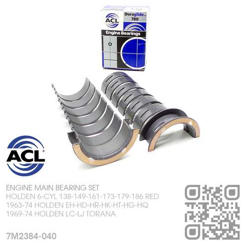 ACL DURAGLIDE MAIN BEARINGS SET -0.040" UNDERSIZE [HOLDEN 6-CYL 138-149-161-173-179-186 RED MOTOR]