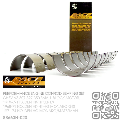 ACL RACE SERIES PERFORMANCE CONROD BEARINGS SET -0.020" UNDERSIZE [CHEV V8 307-327-350 SMALL BLOCK MOTOR]