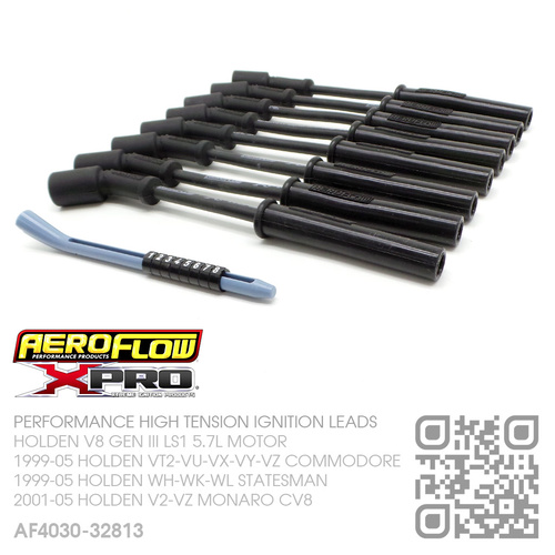AEROFLOW X-PRO 8.5MM HIGH TENSION IGNITION LEAD SET BLACK [HOLDEN V8 GEN III LS1 5.7L MOTOR]