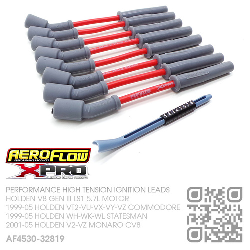 AEROFLOW X-PRO 8.5MM HIGH TENSION IGNITION LEAD SET RED [HOLDEN V8 GEN III LS1 5.7L MOTOR]