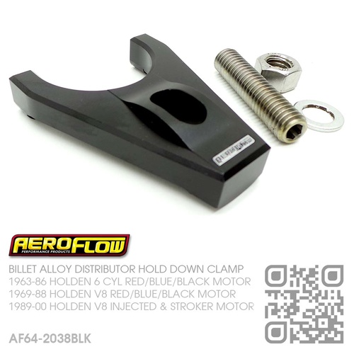 AEROFLOW BILLET ALLOY DISTRIBUTOR HOLD DOWN [HOLDEN 6 CYL RED/BLUE/BLACK & V8 RED/BLUE/BLACK/INJECTED MOTOR]